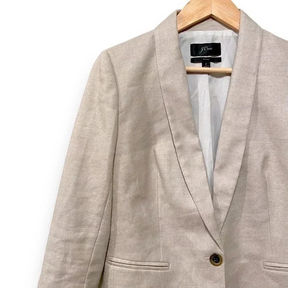 J. Crew Parke Blazer in Stretch Linen Flax Biege Size 2 - Picture 5 of 6